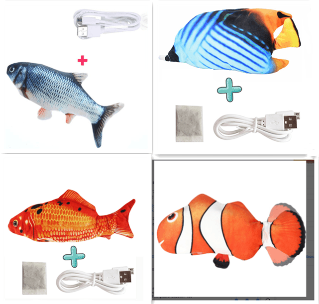 Interactive Usb Rechargeable Funny Cat Toy With Swinging Fish Motion