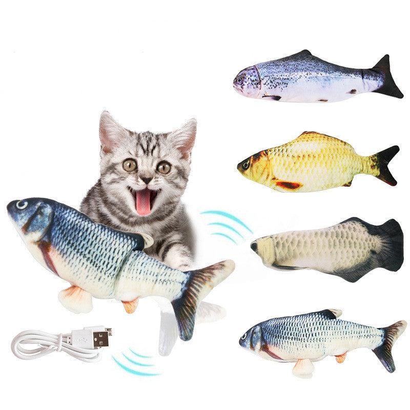 Interactive Usb Rechargeable Funny Cat Toy With Swinging Fish Motion