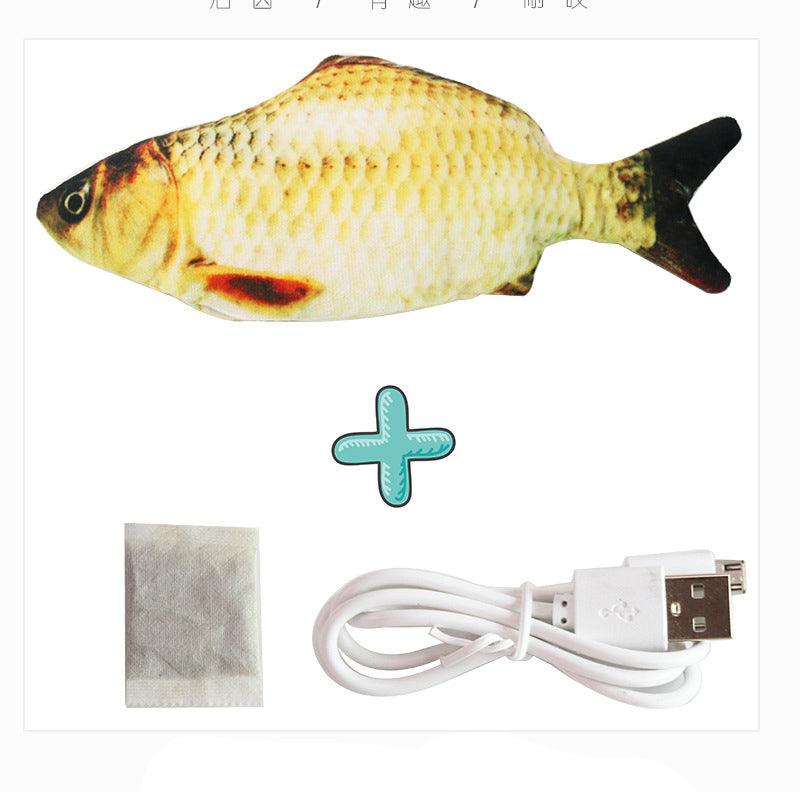 Interactive Usb Rechargeable Funny Cat Toy With Swinging Fish Motion