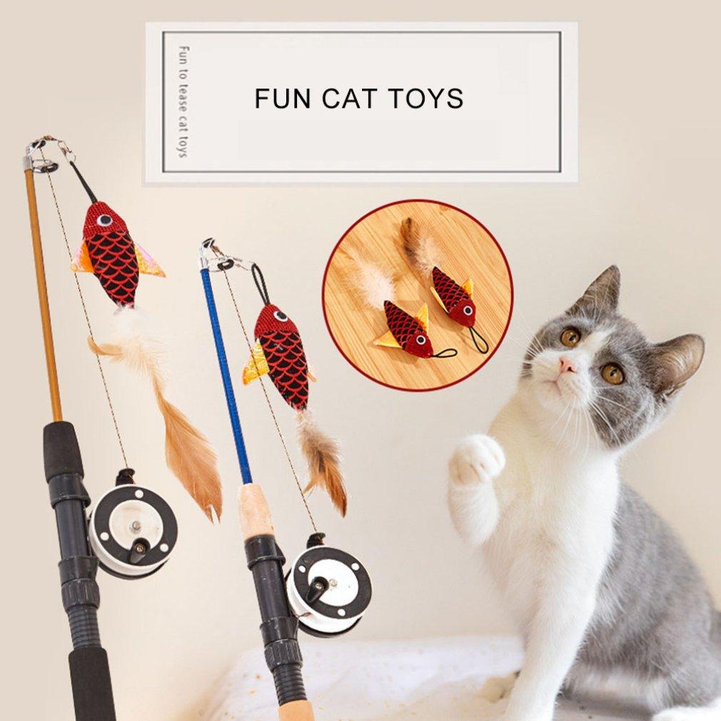 Funny Feather Fish Teaser: Interactive Retractable Cat Toy