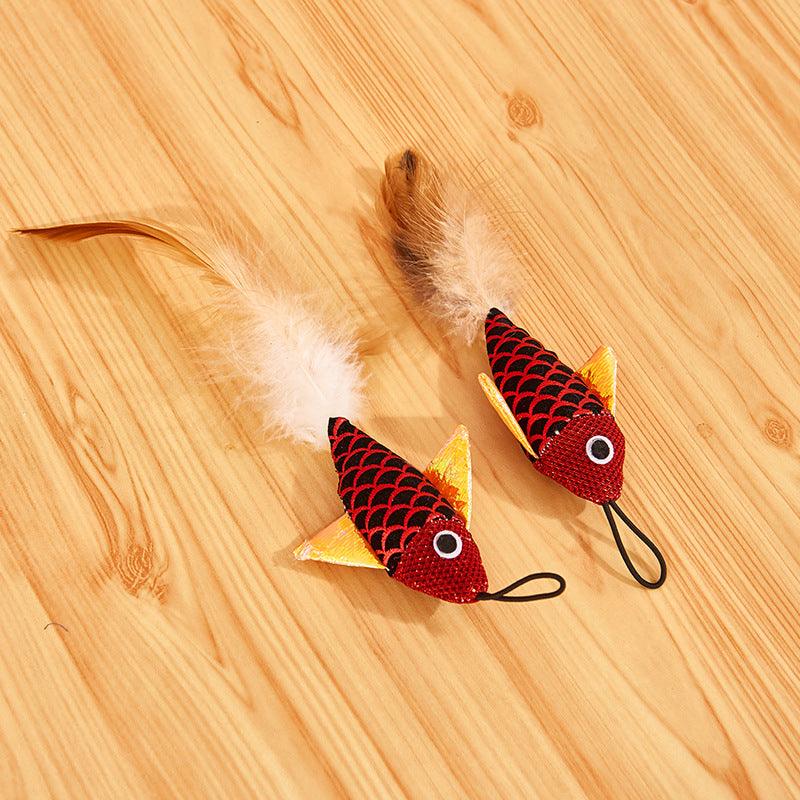 Funny Feather Fish Teaser: Interactive Retractable Cat Toy