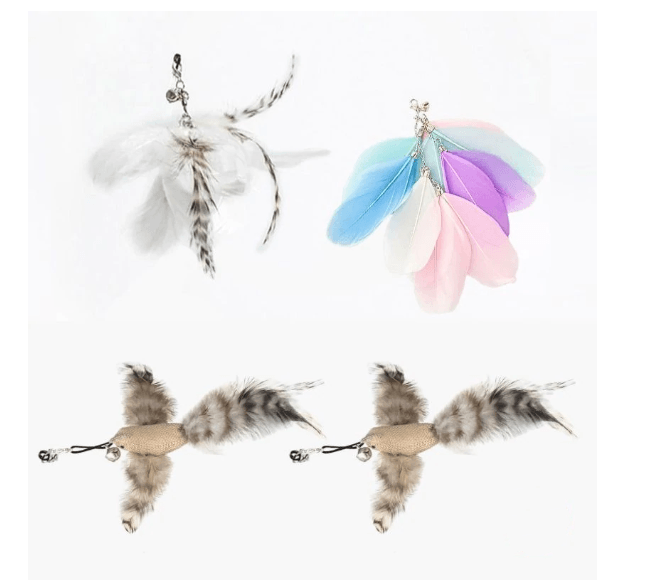 Feather Frenzy Cat Teaser: Extendable Steel Wire Rod With Suction Cup