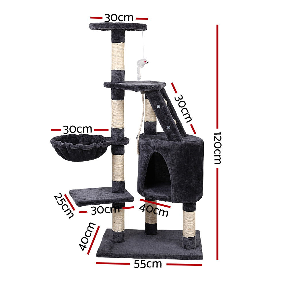 NNEDSZ Cat Tree 120cm Trees Scratching Post Scratcher Tower Condo House Furniture Wood Multi Level-1