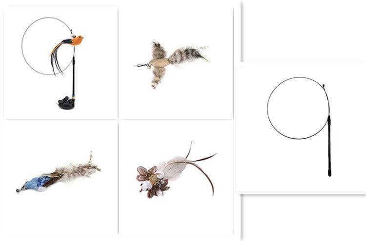 Feather Frenzy Cat Teaser: Extendable Steel Wire Rod With Suction Cup