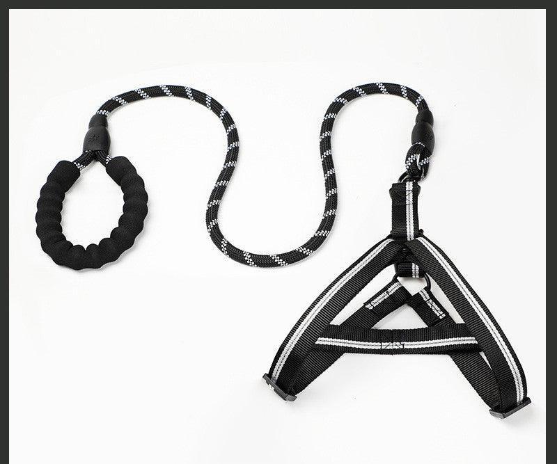 Adjustable Pet Leash And Chest Strap Set With Reflective And Strengthened Design
