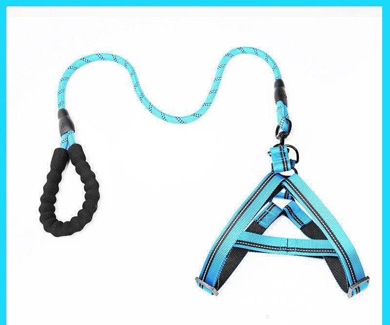 Adjustable Pet Leash And Chest Strap Set With Reflective And Strengthened Design