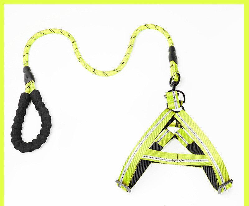 Adjustable Pet Leash And Chest Strap Set With Reflective And Strengthened Design