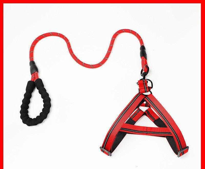 Adjustable Pet Leash And Chest Strap Set With Reflective And Strengthened Design