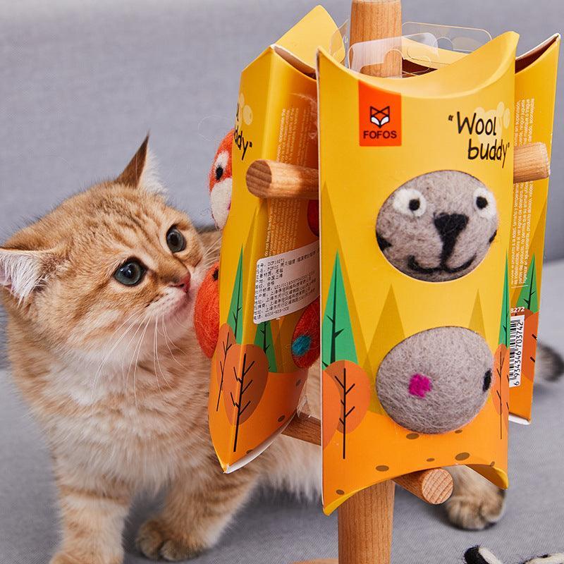 Colorful Interactive Felt Stretch Ball Cat Toy With Bell Sound - Engaging Pet Toy For Playful Cats