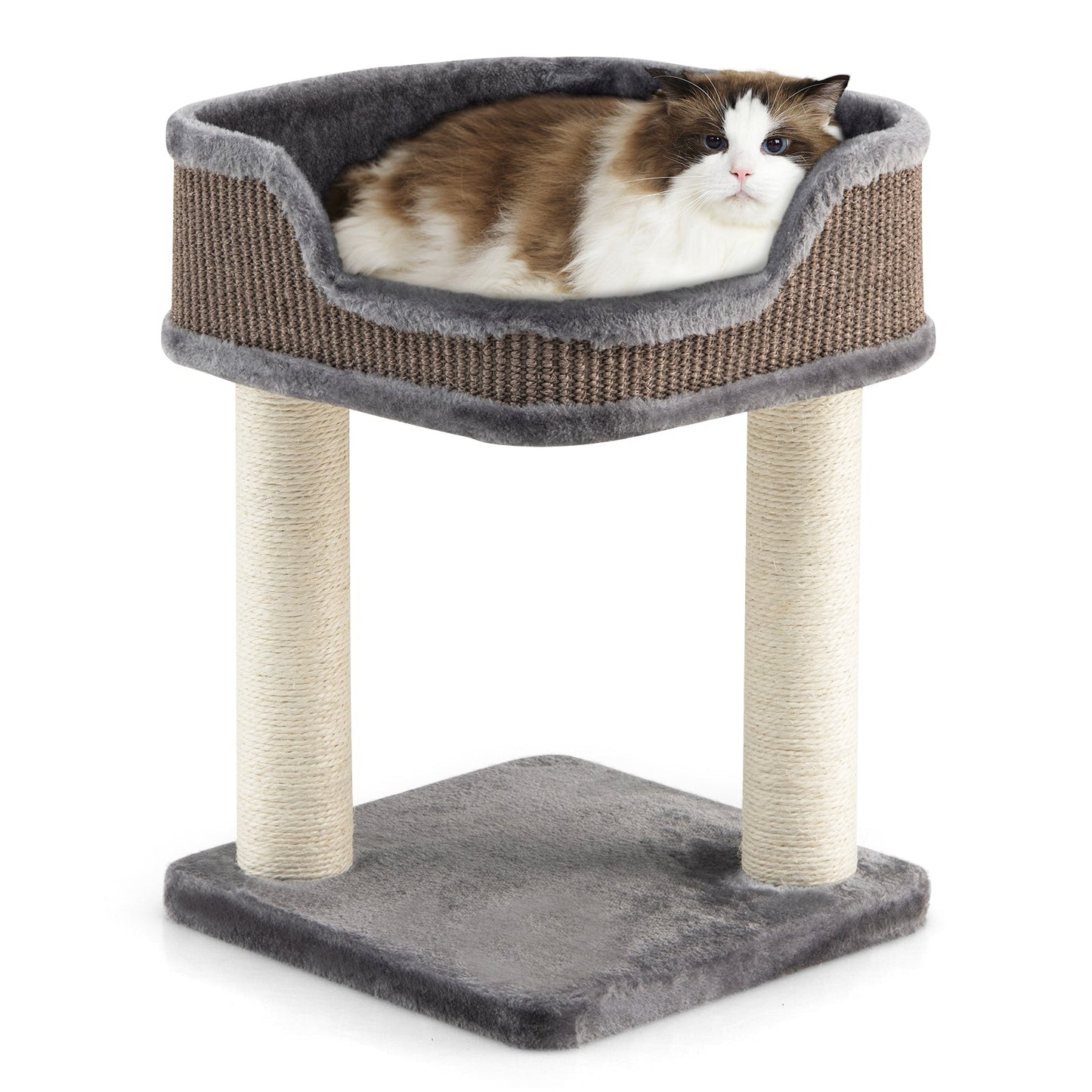 NNECW Compact Cat Tree Tower for Scratching Relaxing & Sleeping-Grey