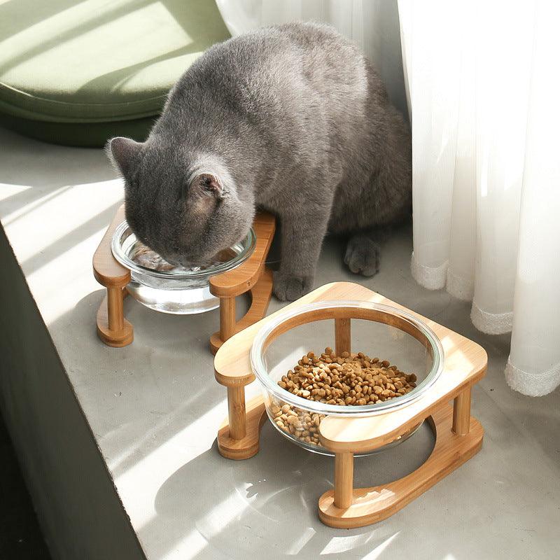 Elegant Glass Cat Food Bowl Set - Stylish And Functional Pet Dining Solution