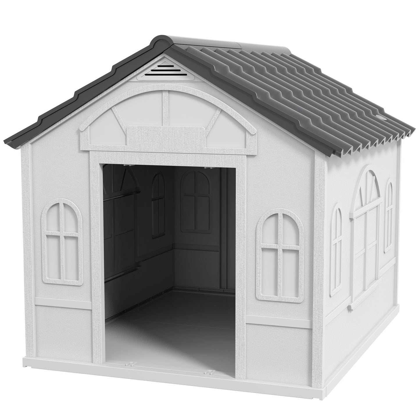 Plastic Weatherproof Dog House, Grey-0