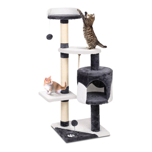 NNEDSZ Cat Tree 112cm Trees Scratching Post Scratcher Tower Condo House Furniture Wood-0