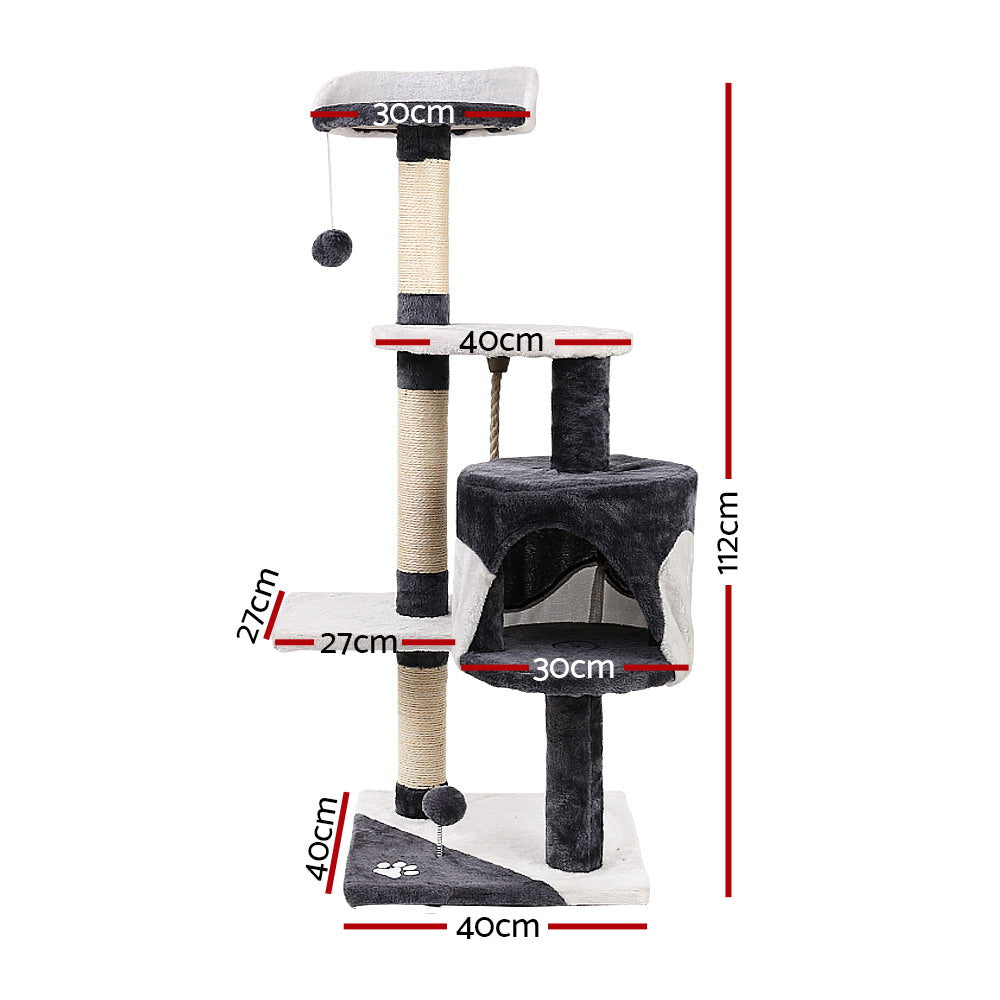 NNEDSZ Cat Tree 112cm Trees Scratching Post Scratcher Tower Condo House Furniture Wood-1