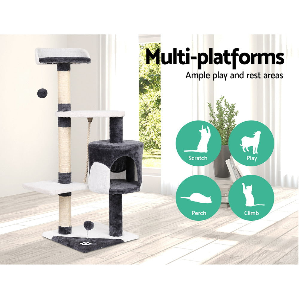 NNEDSZ Cat Tree 112cm Trees Scratching Post Scratcher Tower Condo House Furniture Wood-2