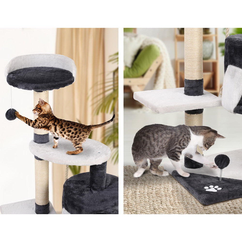 NNEDSZ Cat Tree 112cm Trees Scratching Post Scratcher Tower Condo House Furniture Wood-4