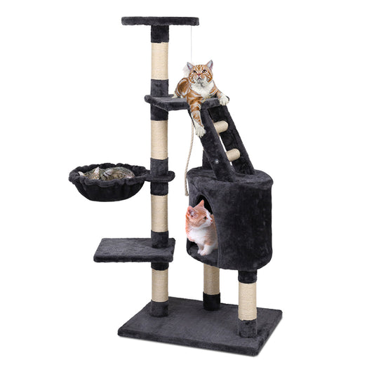NNEDSZ Cat Tree 120cm Trees Scratching Post Scratcher Tower Condo House Furniture Wood Multi Level-0