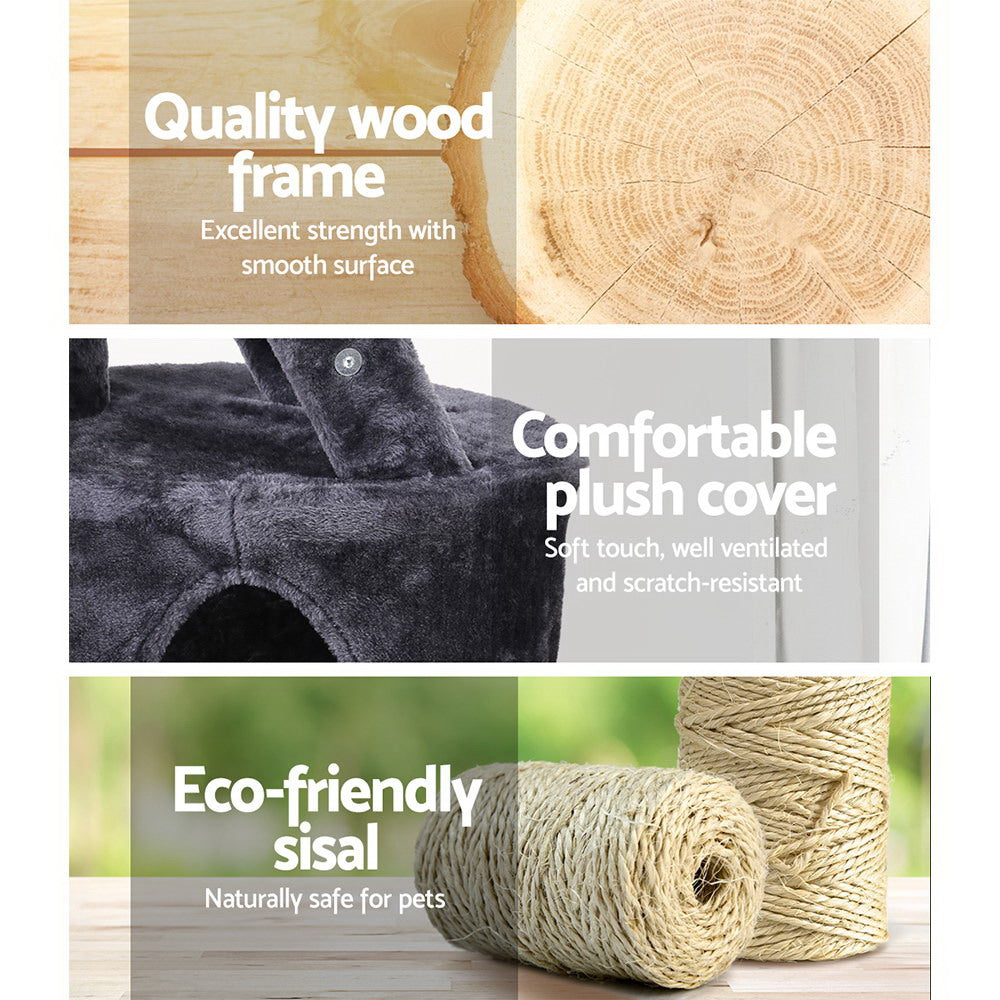 NNEDSZ Cat Tree 120cm Trees Scratching Post Scratcher Tower Condo House Furniture Wood Multi Level-3