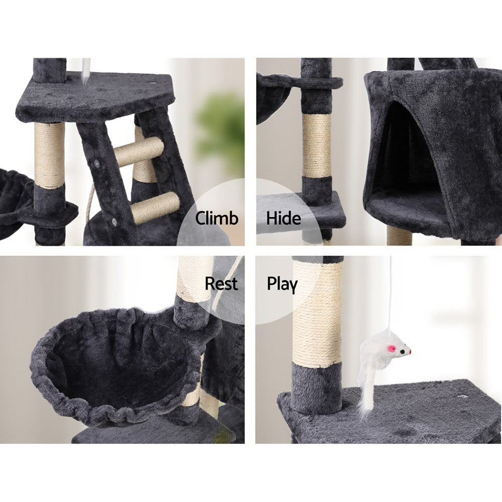 NNEDSZ Cat Tree 120cm Trees Scratching Post Scratcher Tower Condo House Furniture Wood Multi Level-4