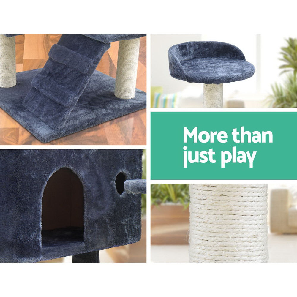 NNEDSZ Cat Tree 134cm Trees Scratching Post Scratcher Tower Condo House Furniture Wood Grey-4