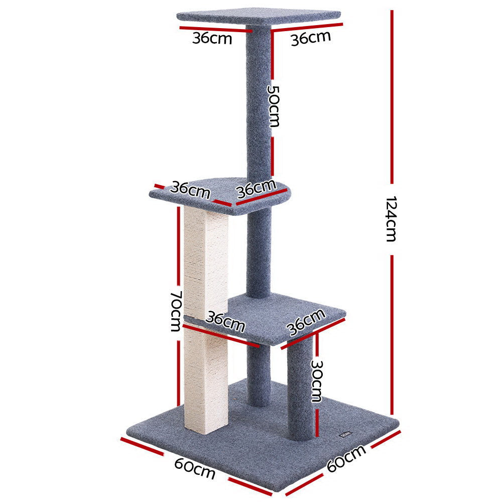NNEDSZ Cat Tree 124cm Trees Scratching Post Scratcher Tower Condo House Furniture Wood Steps-1