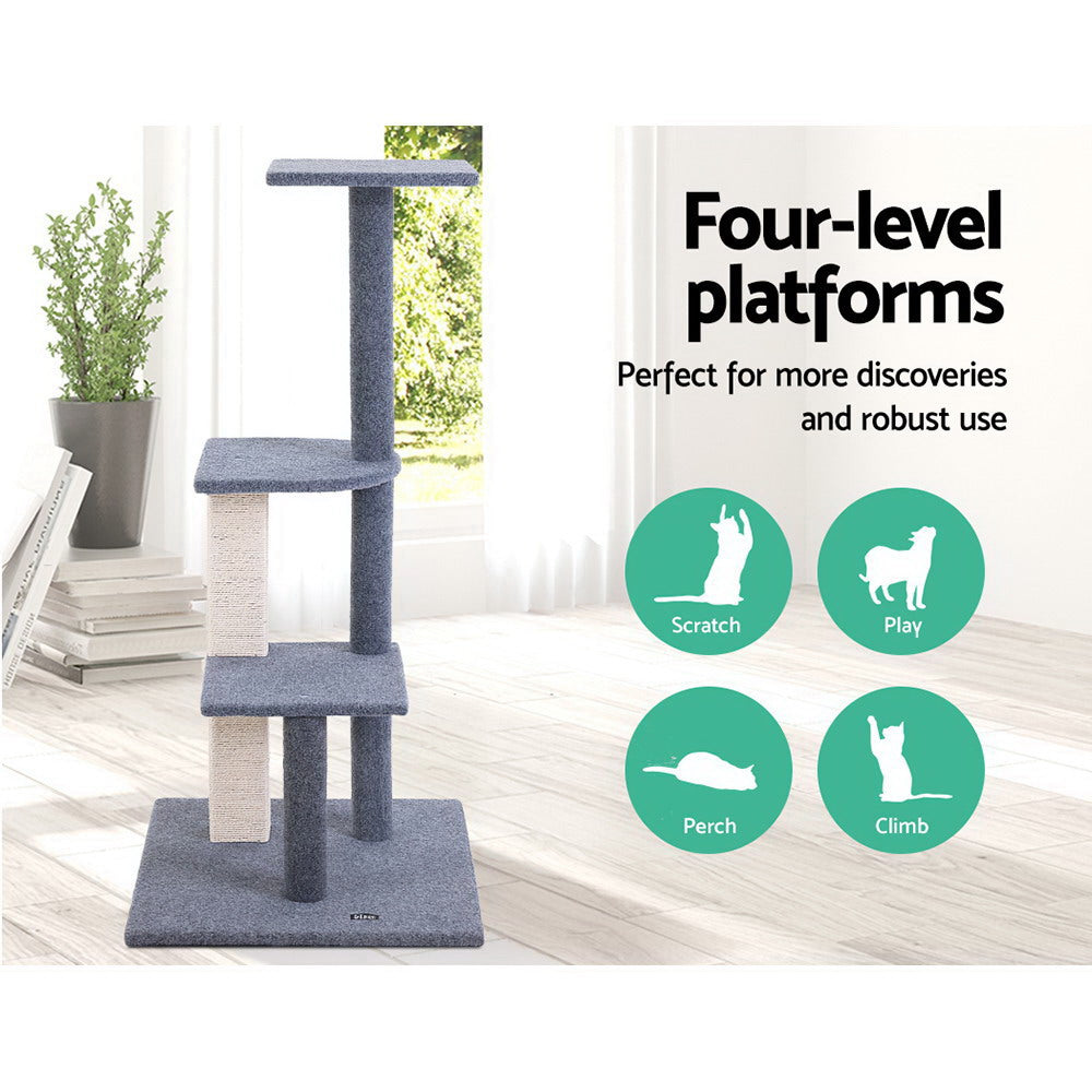 NNEDSZ Cat Tree 124cm Trees Scratching Post Scratcher Tower Condo House Furniture Wood Steps-3