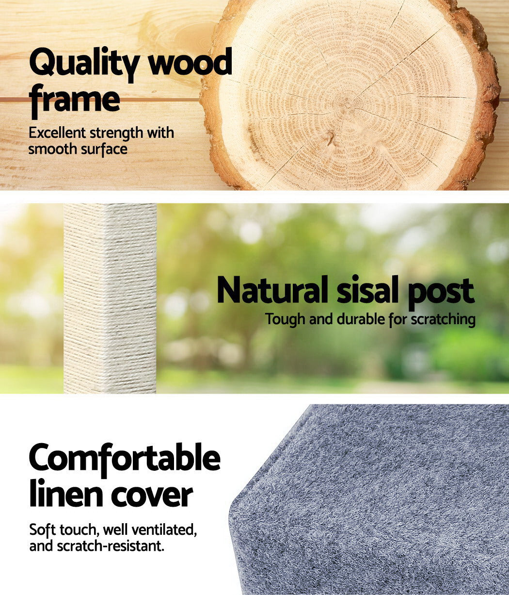 NNEDSZ Cat Tree 124cm Trees Scratching Post Scratcher Tower Condo House Furniture Wood Steps-4