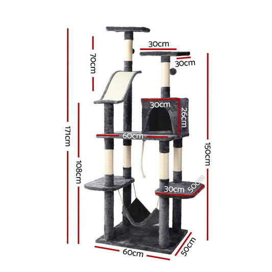 NNEDSZ Cat Tree 171cm Trees Scratching Post Scratcher Tower Condo House Furniture Wood