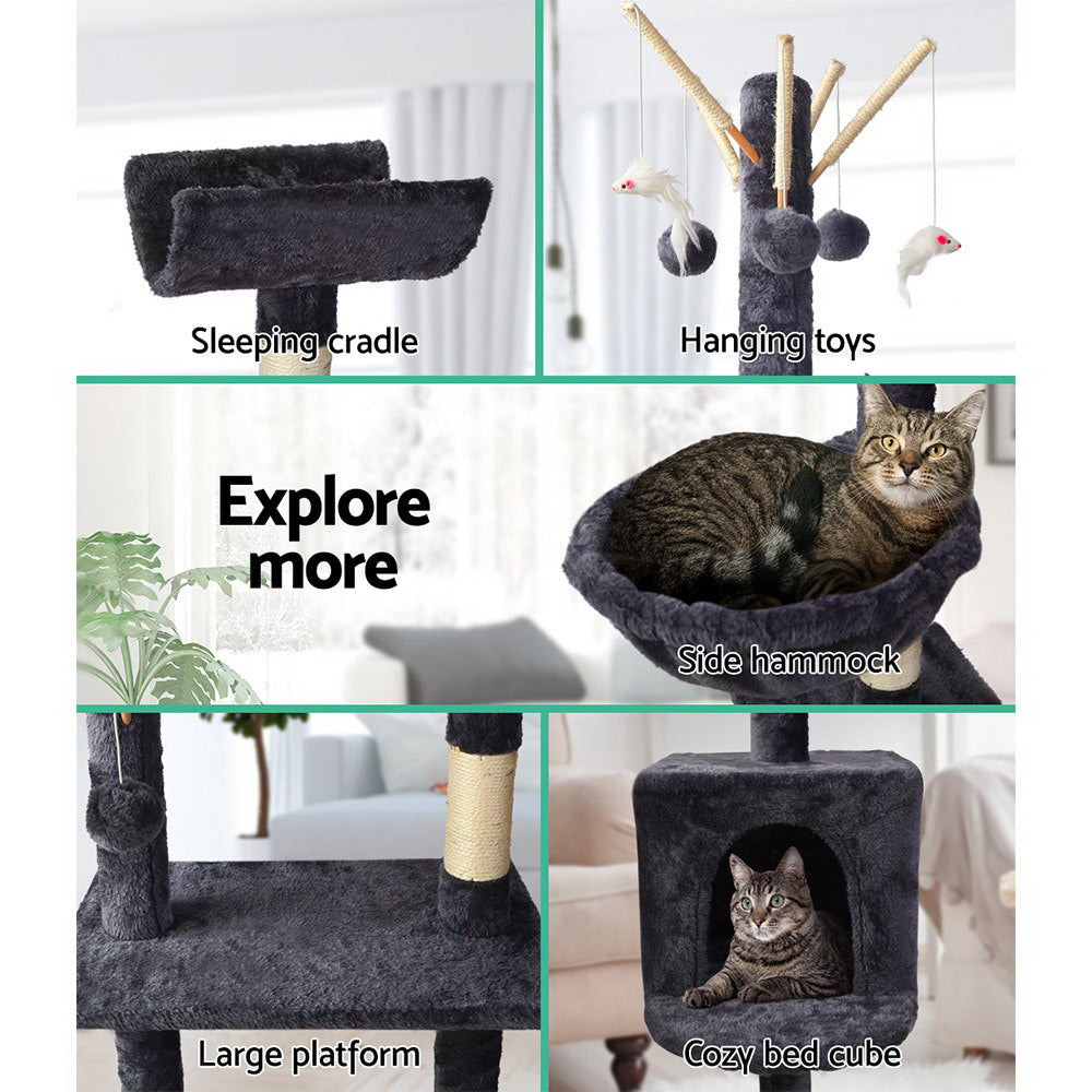 NNEDSZ Cat Tree 140cm Trees Scratching Post Scratcher Tower Condo House Furniture Wood