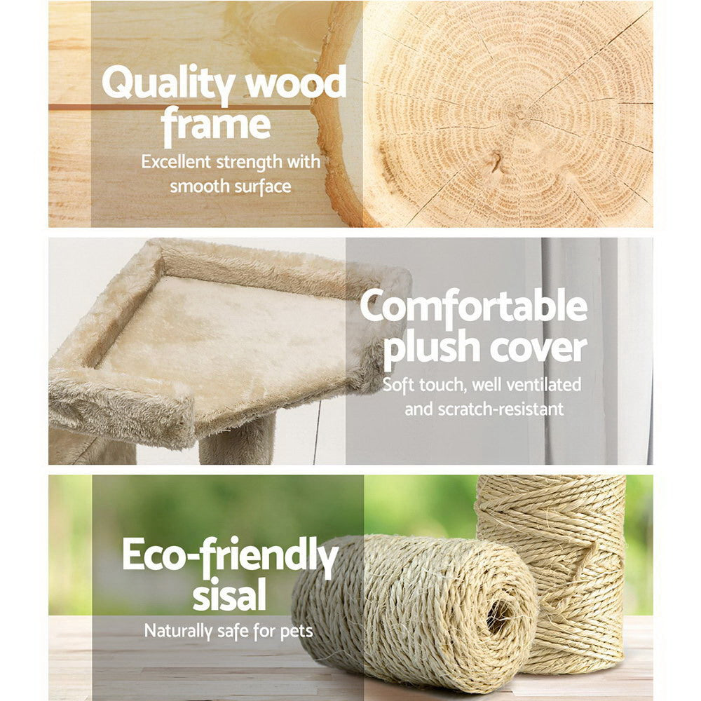 NNEDSZ Cat Tree 180cm Trees Scratching Post Scratcher Tower Condo House Furniture Wood Beige