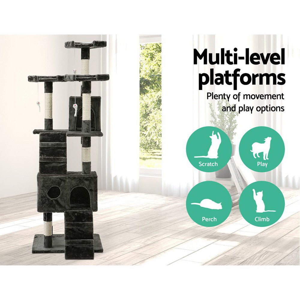 NNEDSZ Cat Tree 180cm Trees Scratching Post Scratcher Tower Condo House Furniture Wood
