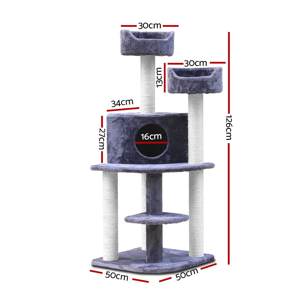 NNEDSZ Cat Tree 126cm Trees Scratching Post Scratcher Tower Condo House Furniture Wood-1