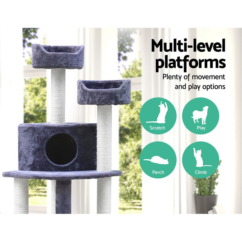 NNEDSZ Cat Tree 126cm Trees Scratching Post Scratcher Tower Condo House Furniture Wood-2
