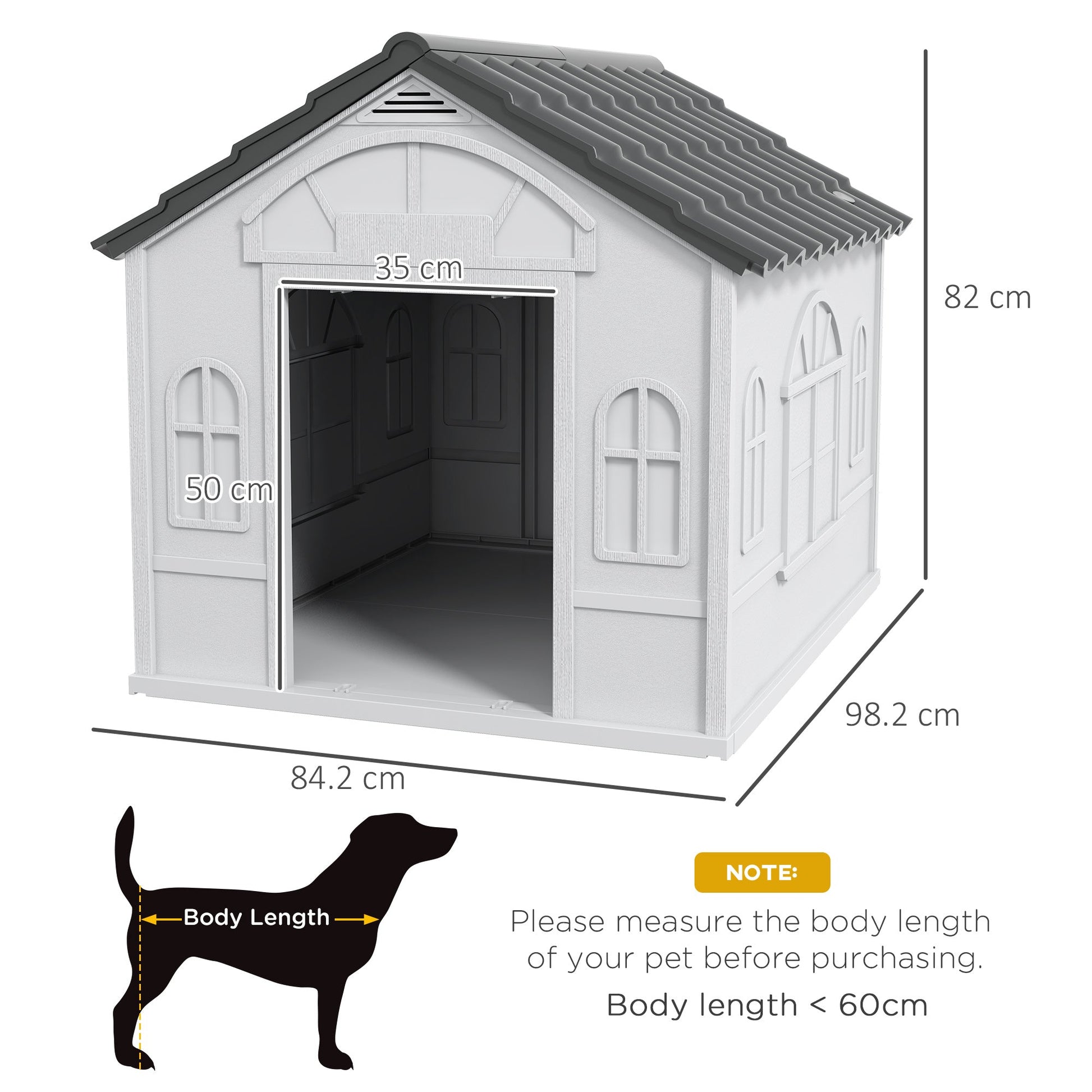 Plastic Weatherproof Dog House, Grey-2