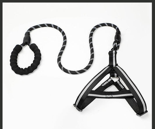 Adjustable Pet Leash And Chest Strap Set With Reflective And Strengthened Design
