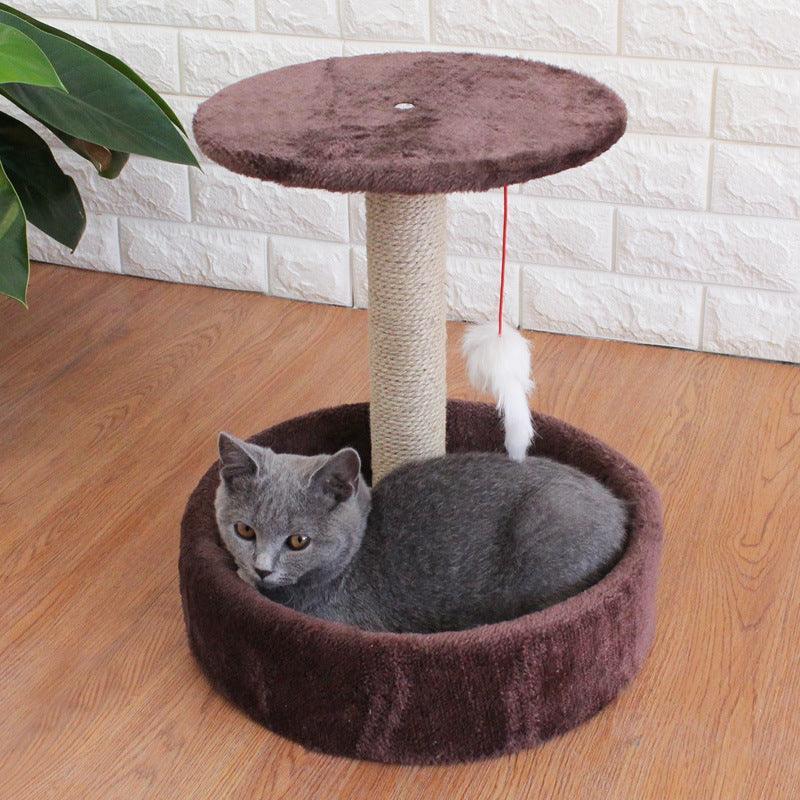 Cozy Haven: Compact Sisal Cat Tree With Interactive Toy And Jumping Platform