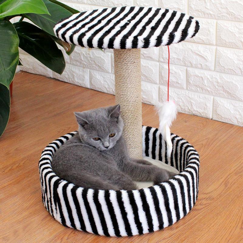 Cozy Haven: Compact Sisal Cat Tree With Interactive Toy And Jumping Platform