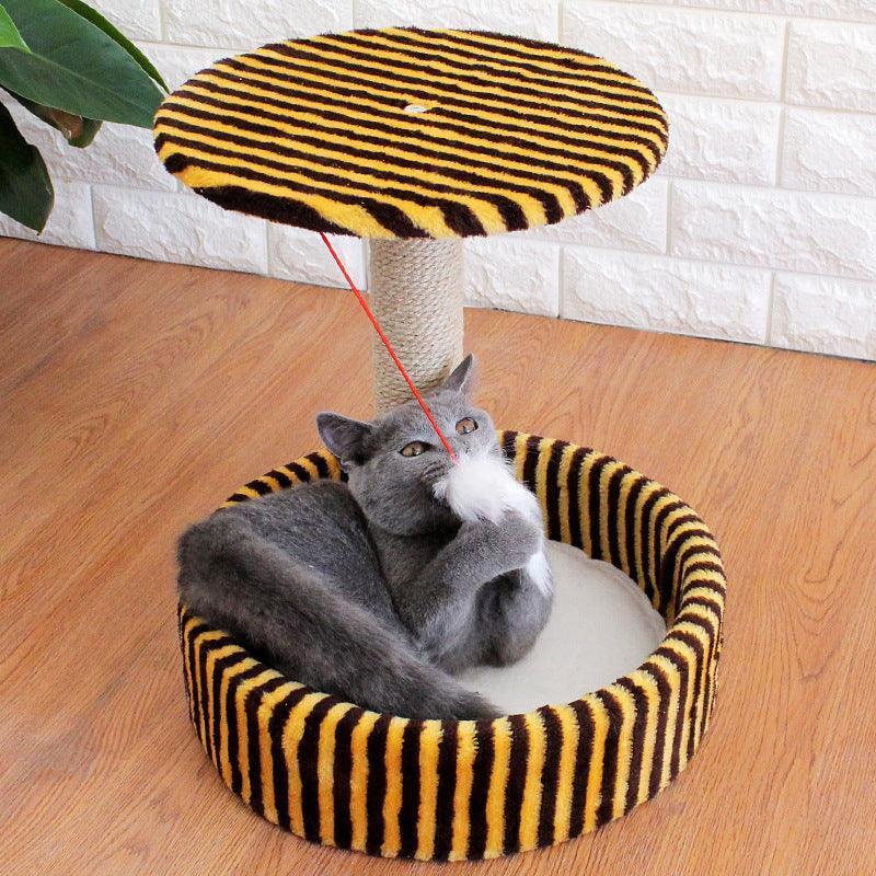 Cozy Haven: Compact Sisal Cat Tree With Interactive Toy And Jumping Platform