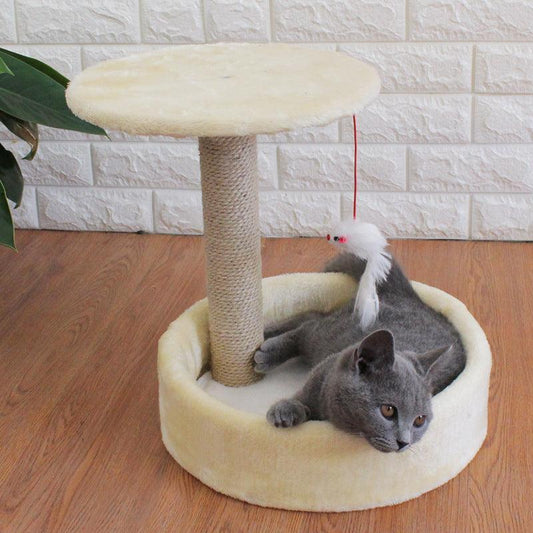 Cozy Haven: Compact Sisal Cat Tree With Interactive Toy And Jumping Platform