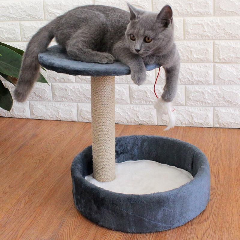 Cozy Haven: Compact Sisal Cat Tree With Interactive Toy And Jumping Platform
