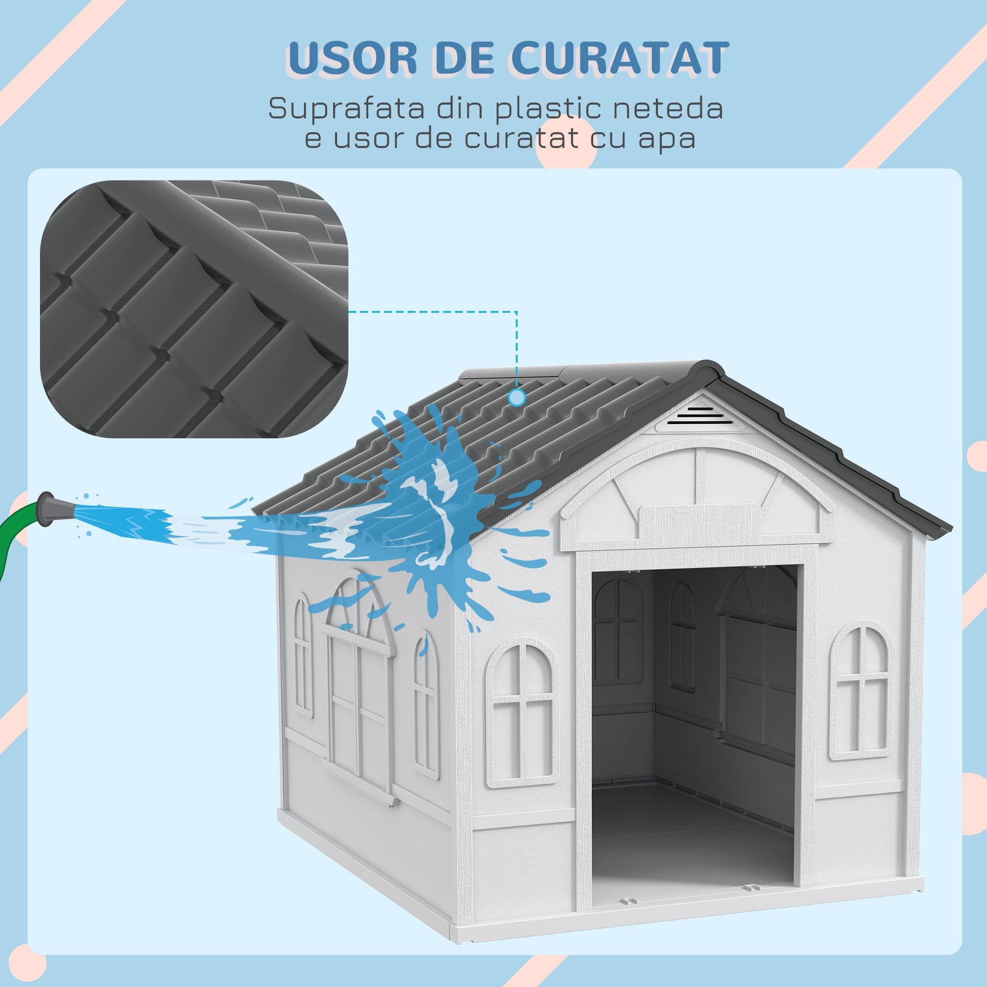 Plastic Weatherproof Dog House, Grey-4