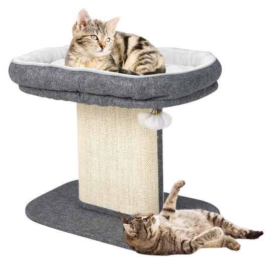 NNECW Modern Cat Tree Tower for Kittens with Large Plush Perch for Indoor Gray